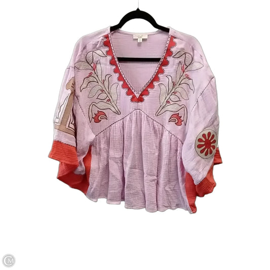 Blouse 3/4 Sleeve By Easel In Orange & Pink, Size: S