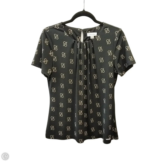 Blouse Short Sleeve By Calvin Klein In Black & Cream