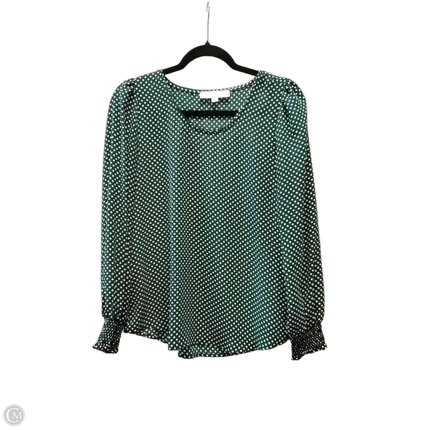 Blouse Long Sleeve By Loft In Polkadot Pattern, Size: M