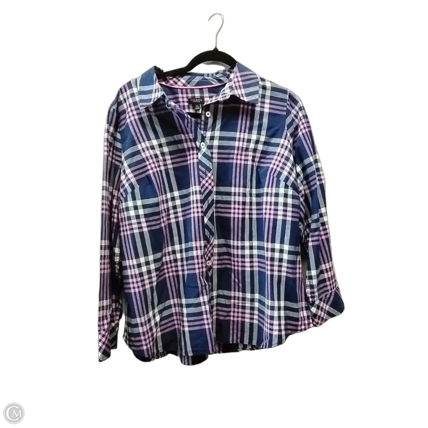Blouse Long Sleeve By Talbots In Checkered Pattern, Size: 1x