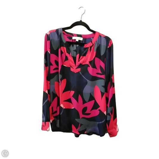 Blouse Long Sleeve By Loft In Multi-colored, Size: S