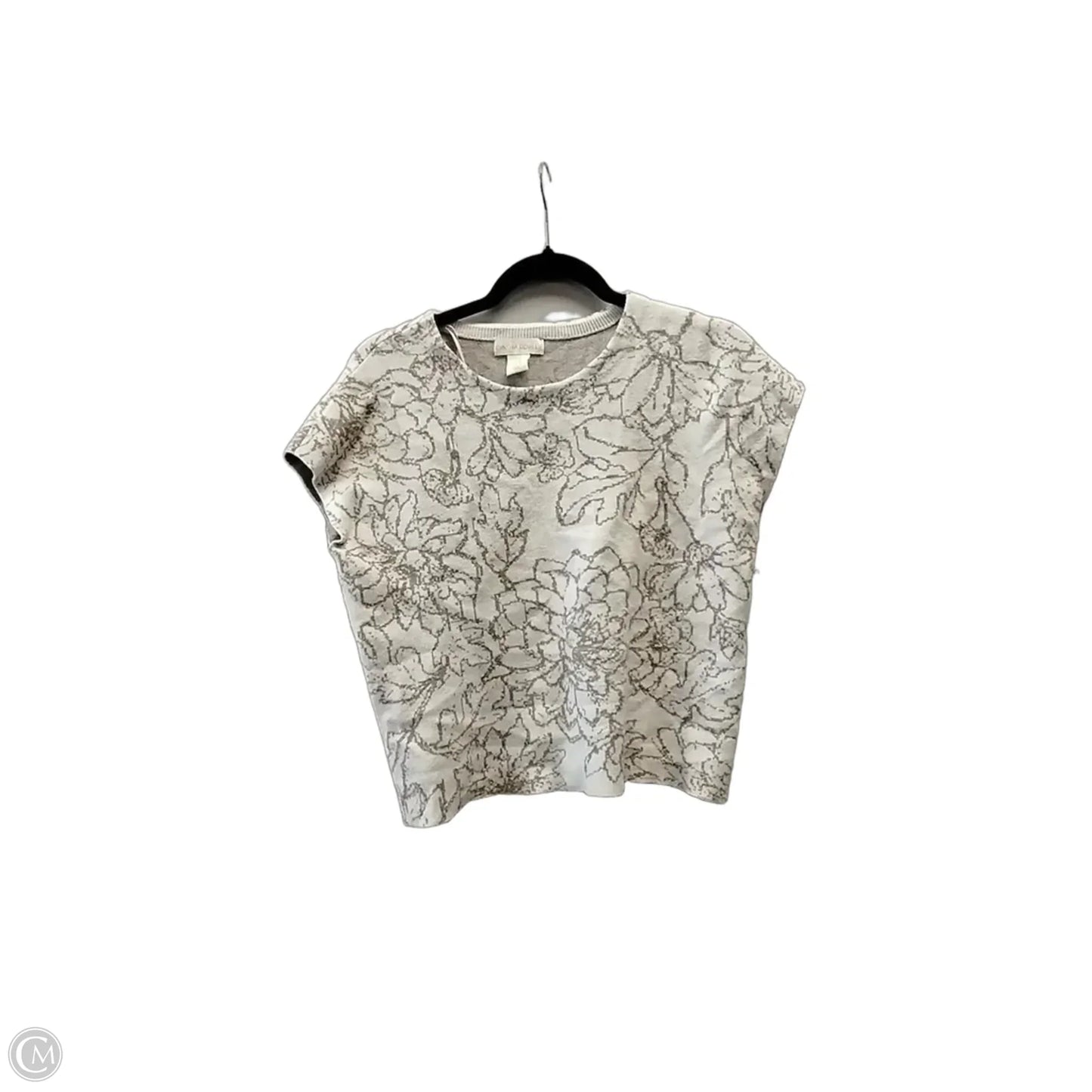 Sweater Short Sleeve By Cynthia Rowley In Brown & Cream, Size: M