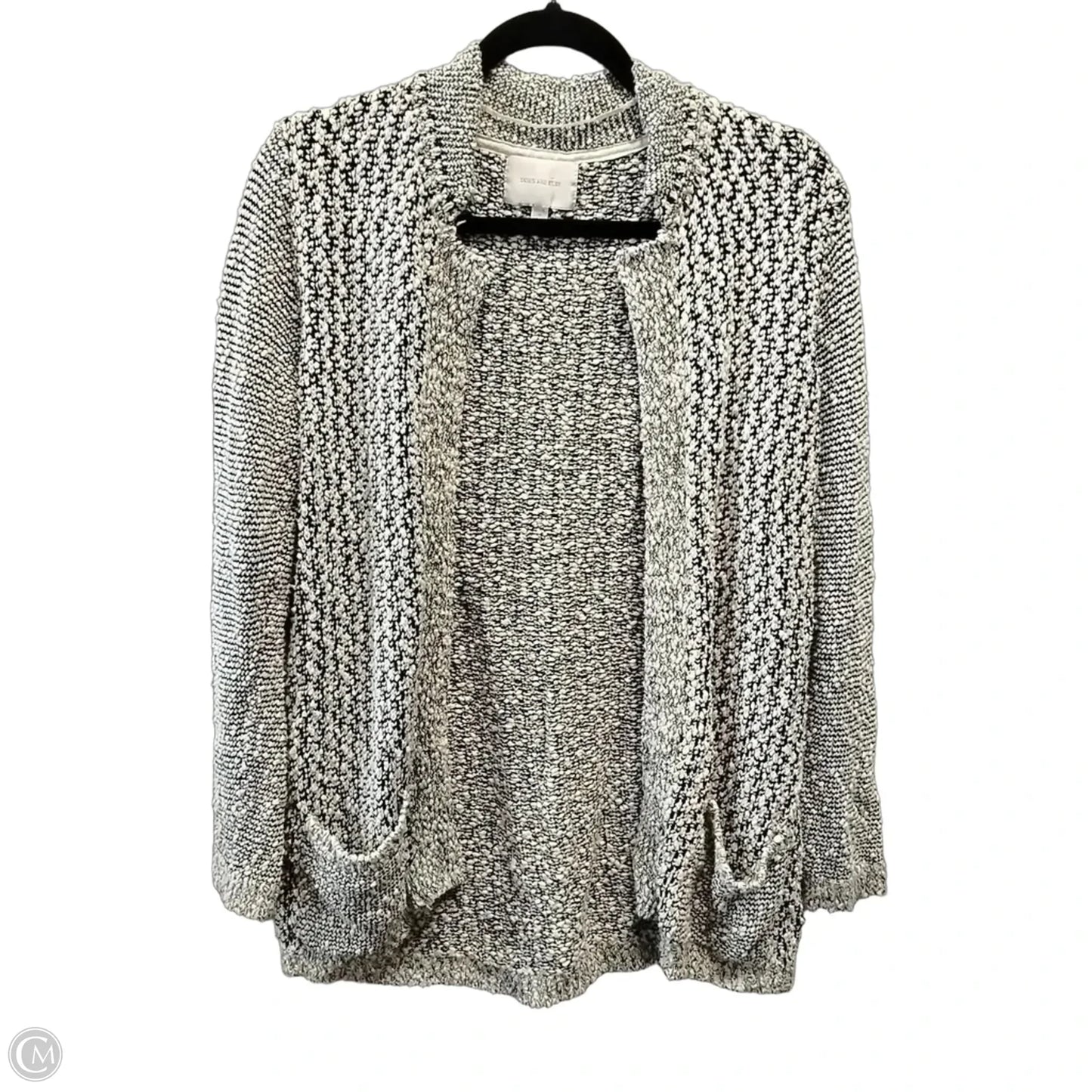 Sweater Cardigan By Skies Are Blue In Cream & Grey, Size: M
