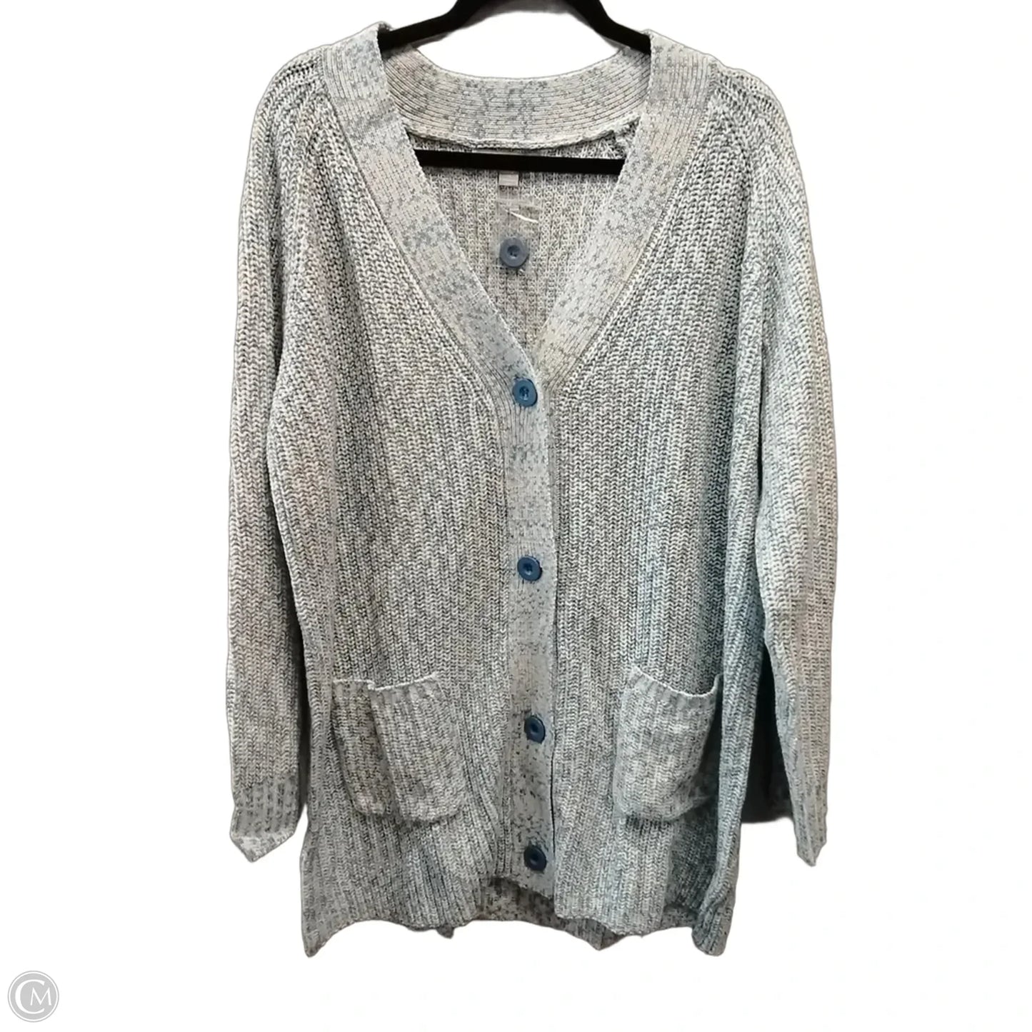 Sweater By Woman Within In Blue & White, Size: 1x