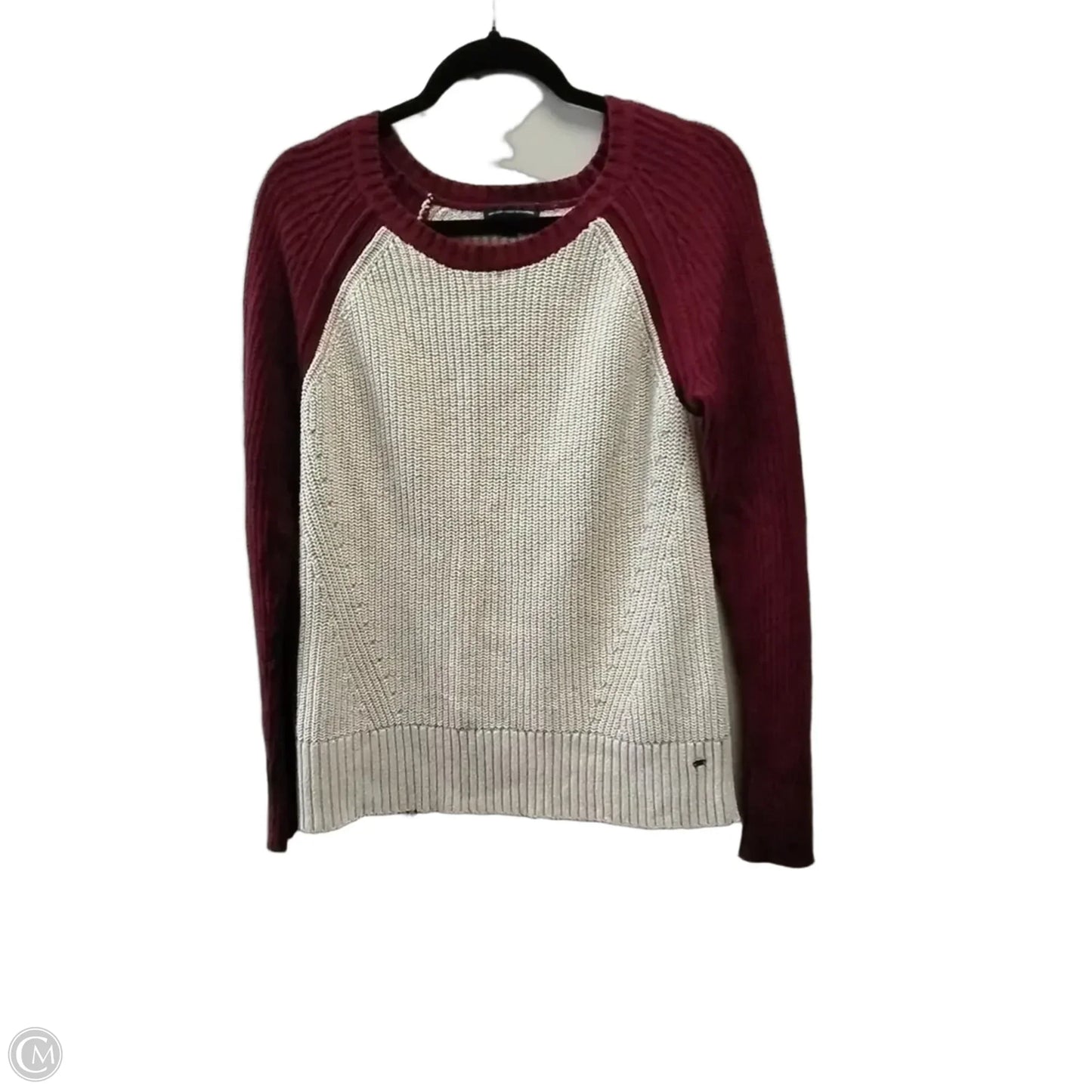 Sweater By American Eagle In Cream & Purple, Size: M