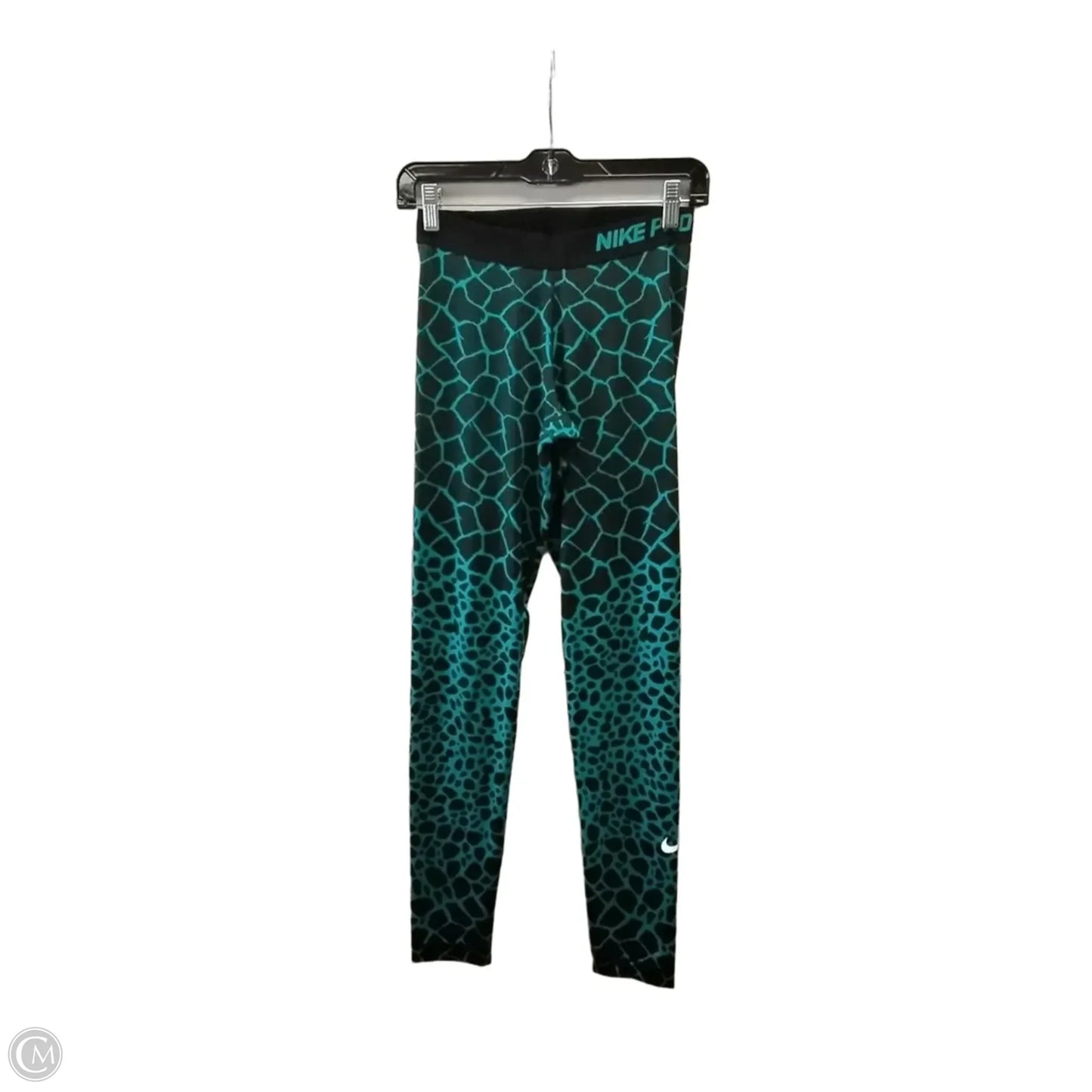 Athletic Leggings By Nike In Black & Green, Size: M