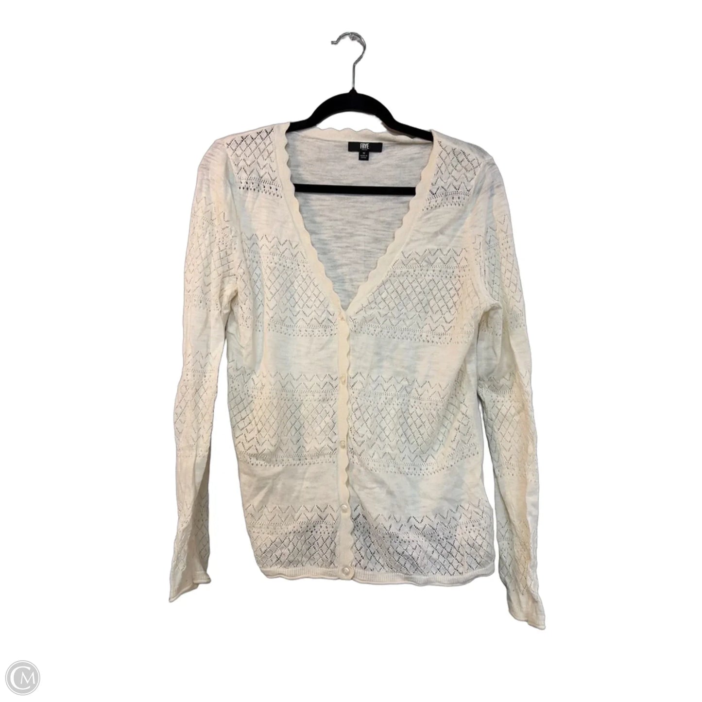 Sweater Cardigan Designer By Frye In Beige, Size: M