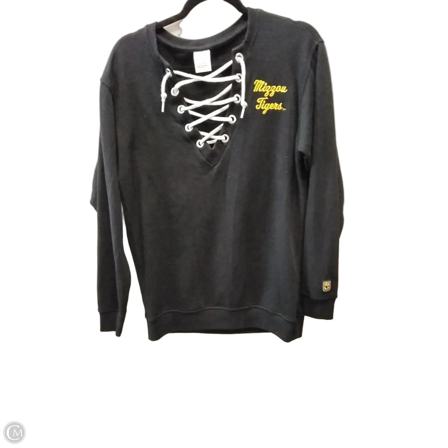 Athletic Top Long Sleeve Crewneck By Pink In Black & Yellow, Size: Sp