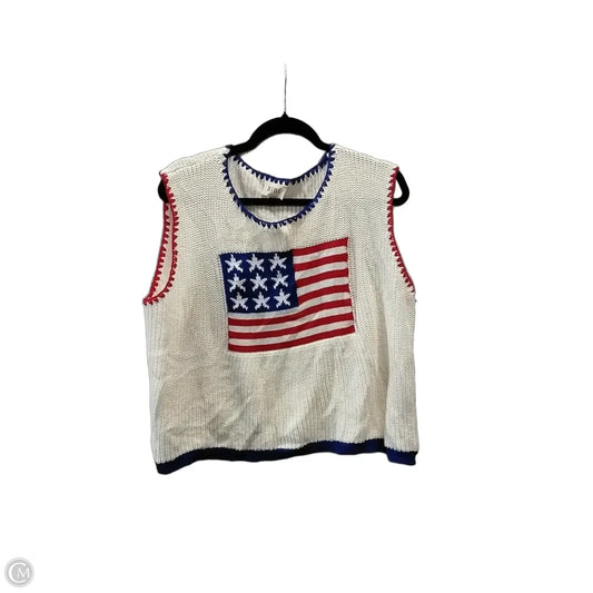 Sweater Short Sleeve By Bibi In Blue & Red & White, Size: L