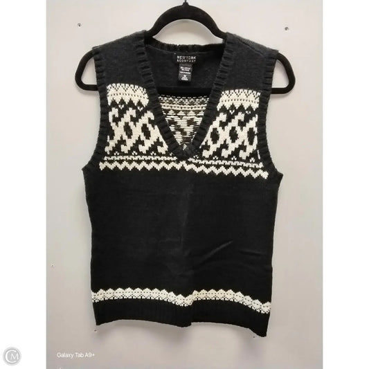 Vest Sweater By New York And Co In Black & Cream, Size: M