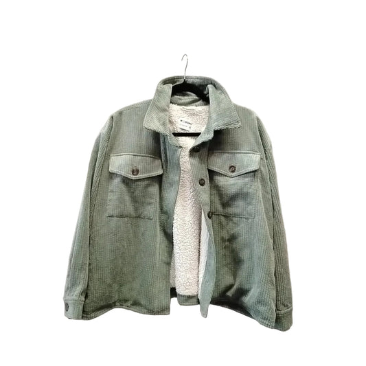 Jacket Shirt By Clothes Mentor In Green, Size: M