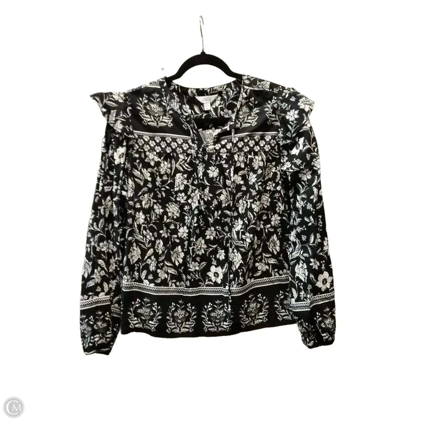 Blouse Long Sleeve By Time And Tru In Floral Print, Size: L