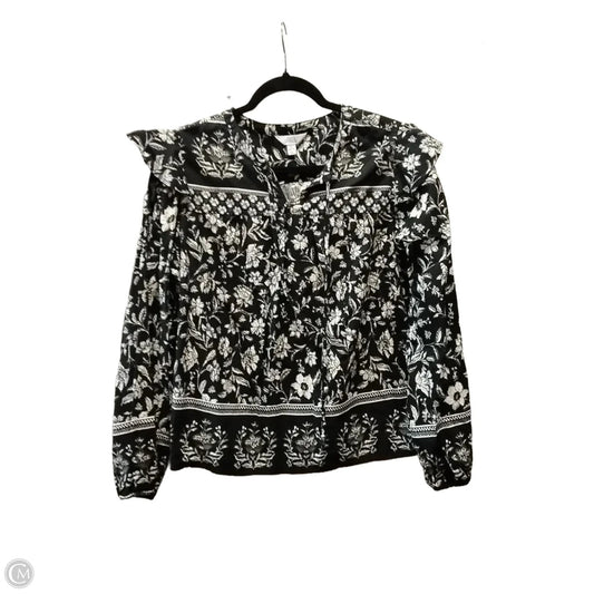 Blouse Long Sleeve By Time And Tru In Floral Print, Size: L