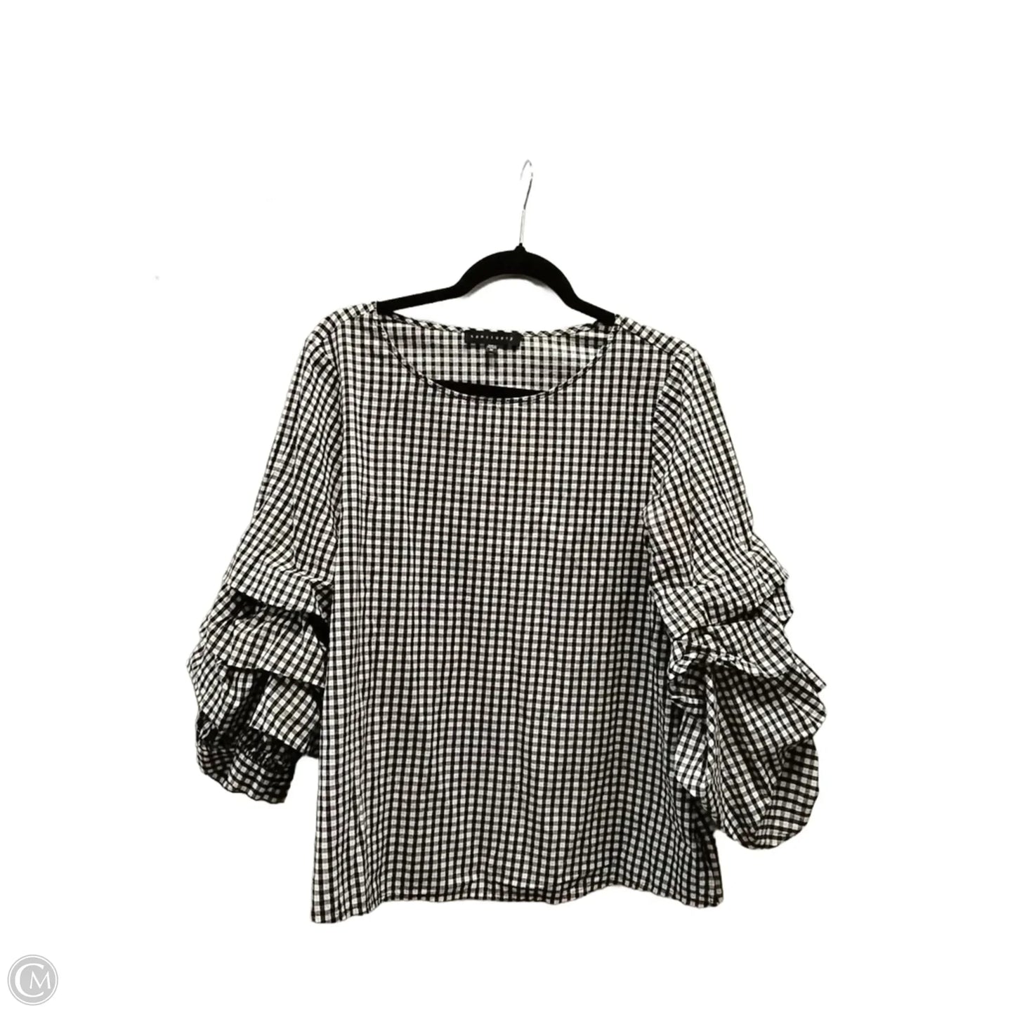 Blouse Long Sleeve By Sanctuary In Checkered Pattern, Size: M
