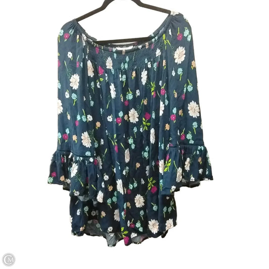 Blouse Long Sleeve By Terra & Sky In Floral Print, Size: 4x