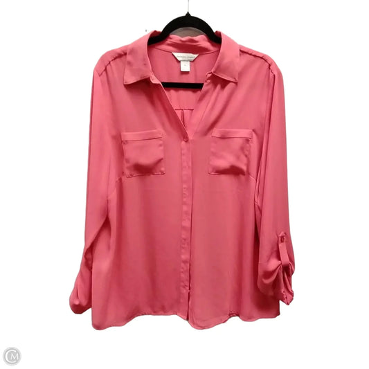 Blouse Long Sleeve By Christopher And Banks In Orange, Size: Xl
