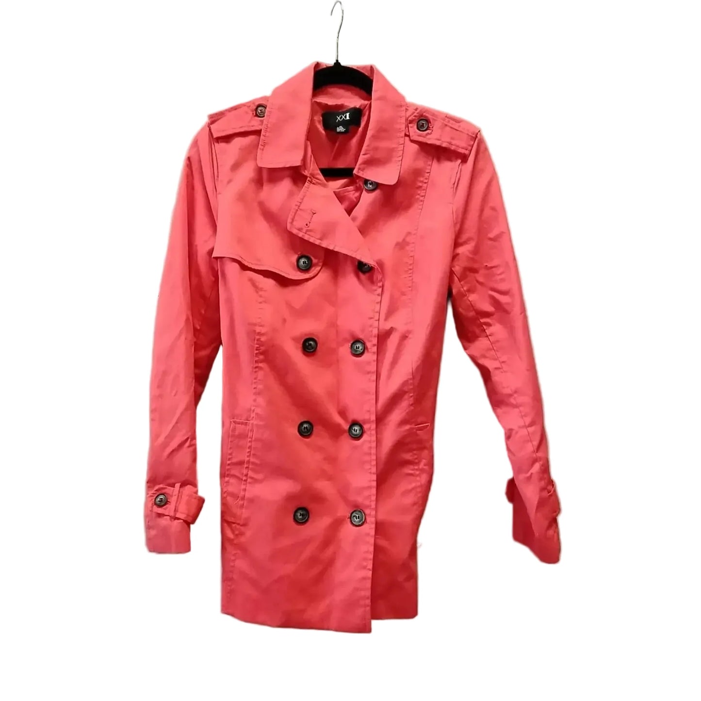 Coat Trench Coat By Clothes Mentor In Orange, Size: L