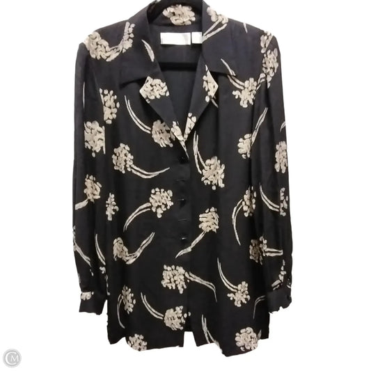 Blouse Long Sleeve By Dana Buchman In Black & Gold, Size: L