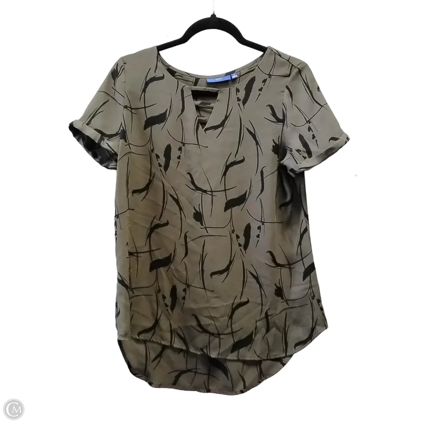 Blouse Short Sleeve By Apt 9 In Black & Green, Size: S