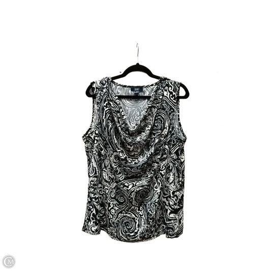 Blouse Sleeveless By Chaps In Blue & White, Size: 3x