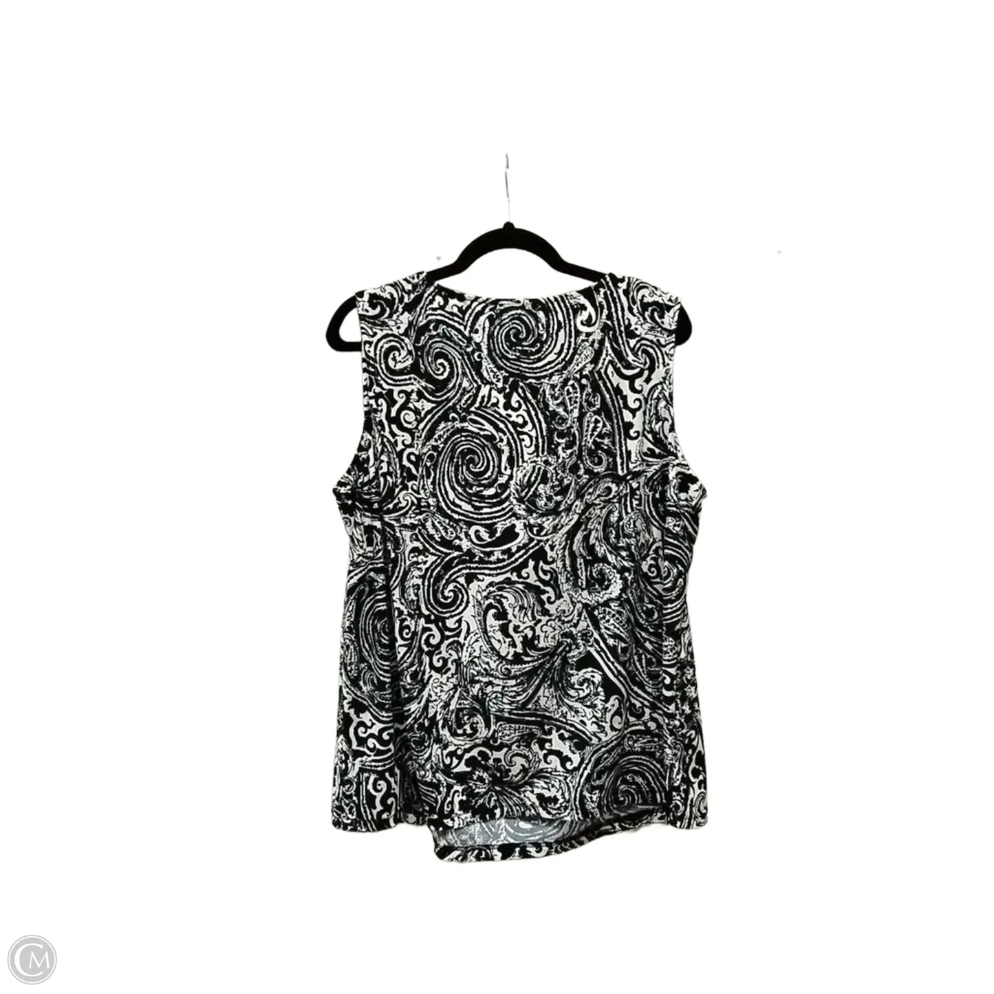 Blouse Sleeveless By Chaps In Blue & White, Size: 3x