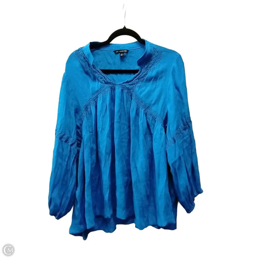 Blouse Long Sleeve By Zac And Rachel In Blue, Size: 3x