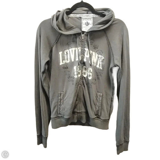 Sweatshirt Hoodie By Pink In Grey, Size: M
