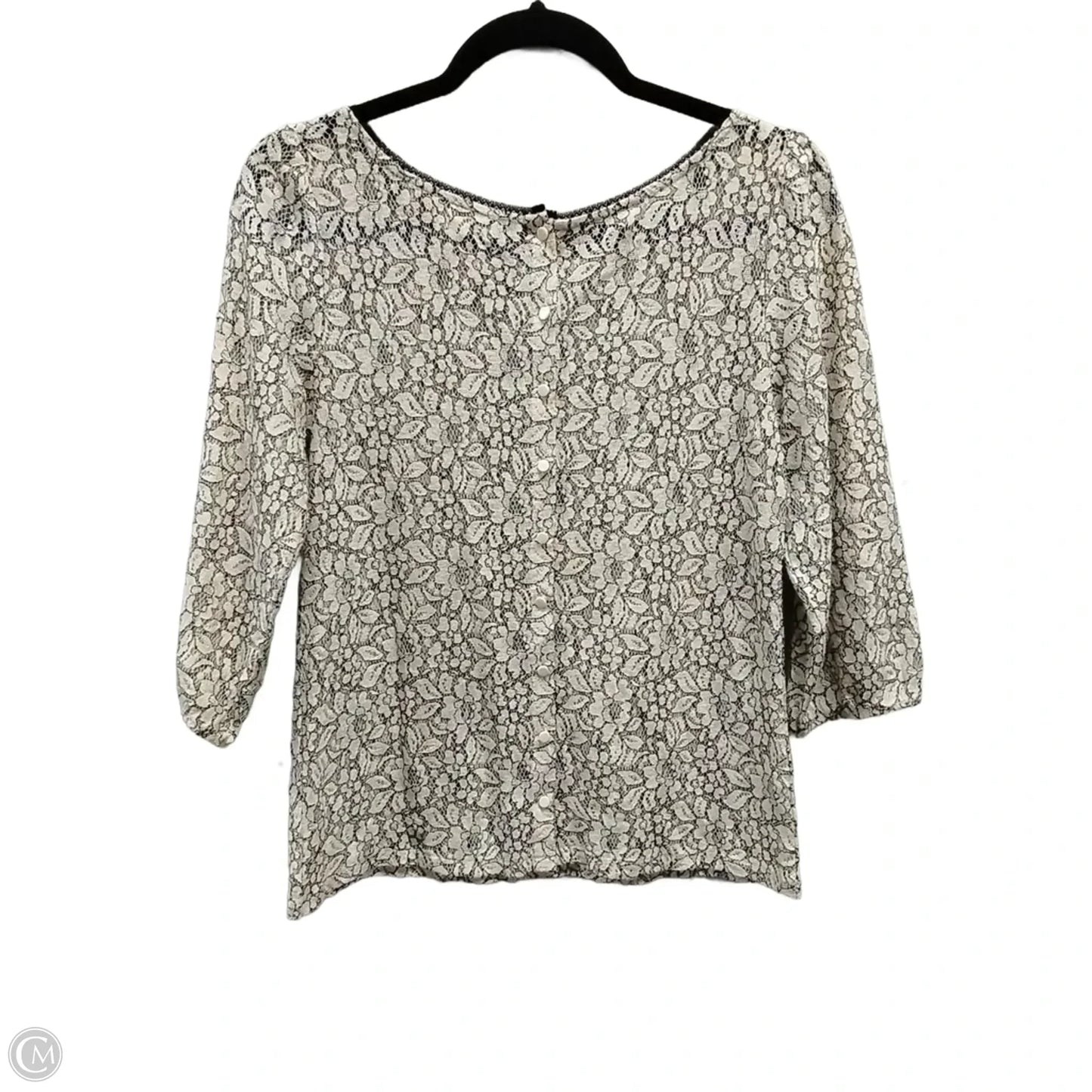 Blouse Long Sleeve By Loft In Black & Cream, Size: Xs
