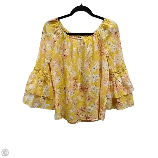 Blouse Long Sleeve By Unique Spectrum In Floral Print, Size: M