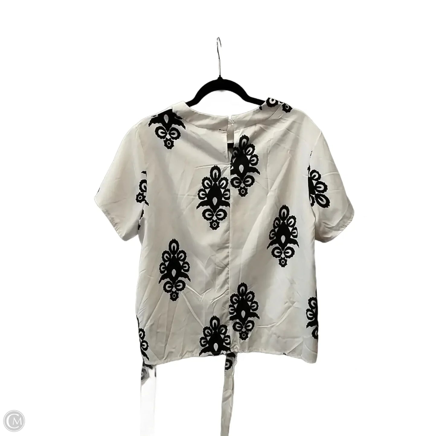 Blouse Short Sleeve By Clothes Mentor In Black & Cream, Size: 1x