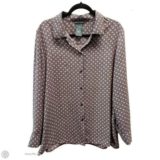 Blouse Long Sleeve By Chelsea And Theodore In Grey, Size: Xl