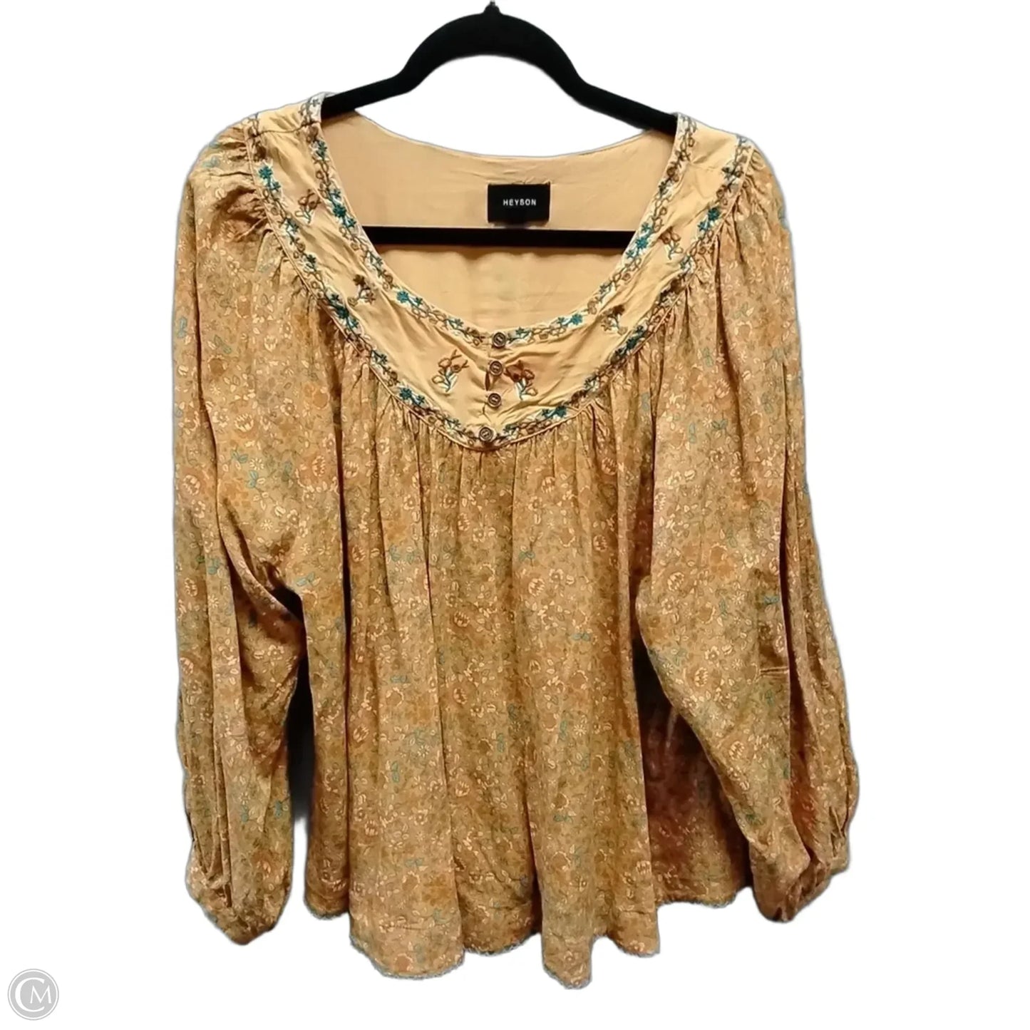 Blouse Long Sleeve By Heyson In Orange, Size: S