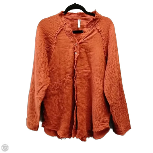 Top Long Sleeve By Zenana In Orange, Size: L