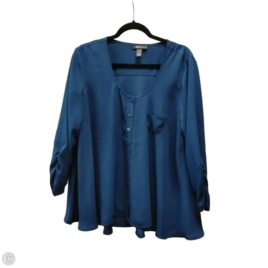 Blouse Long Sleeve By Style And Company In Blue, Size: L