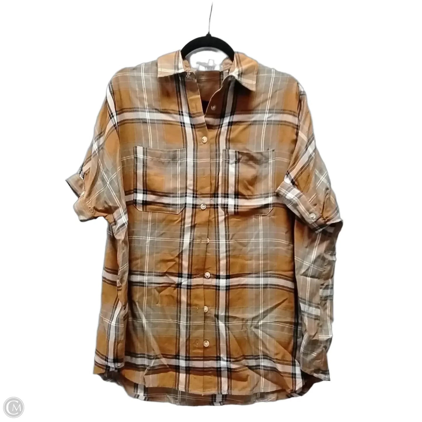 Top Long Sleeve By Lucca Couture In Plaid Pattern, Size: Xs