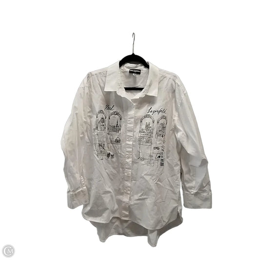 Top Long Sleeve Designer By Karl Lagerfeld In White, Size: Xl