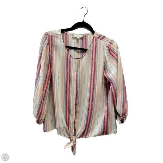 Blouse Long Sleeve By Pink Rose In Striped Pattern, Size: L