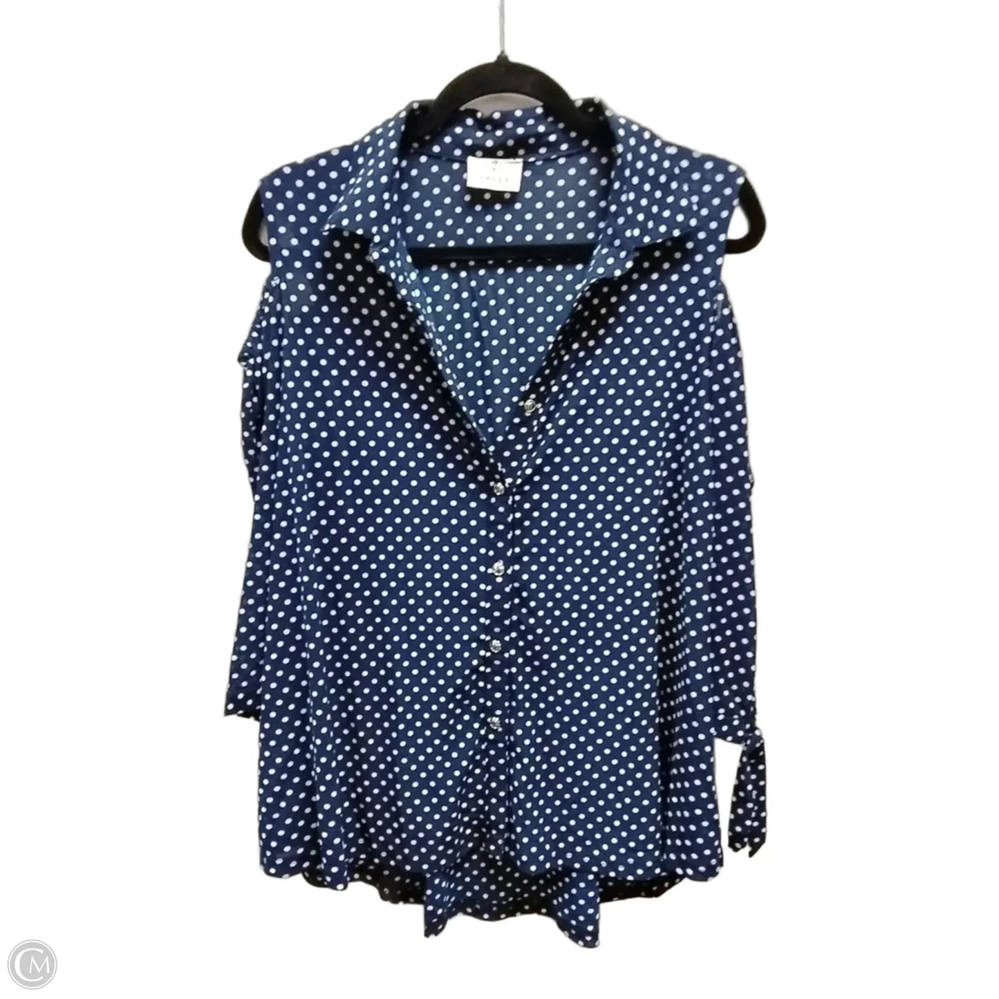 Blouse Long Sleeve By Ember In Polkadot Pattern, Size: L