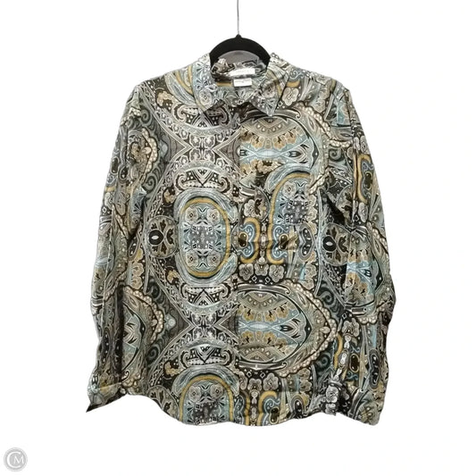 Blouse Long Sleeve By Van Heusen In Multi-colored, Size: M