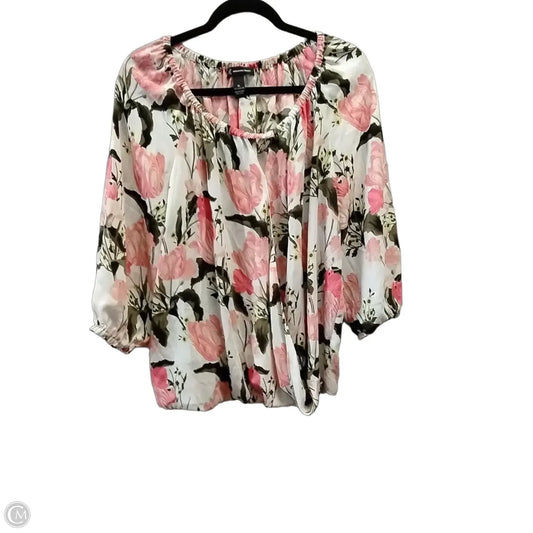 Top Long Sleeve By International Concepts In Floral Print, Size: Xl