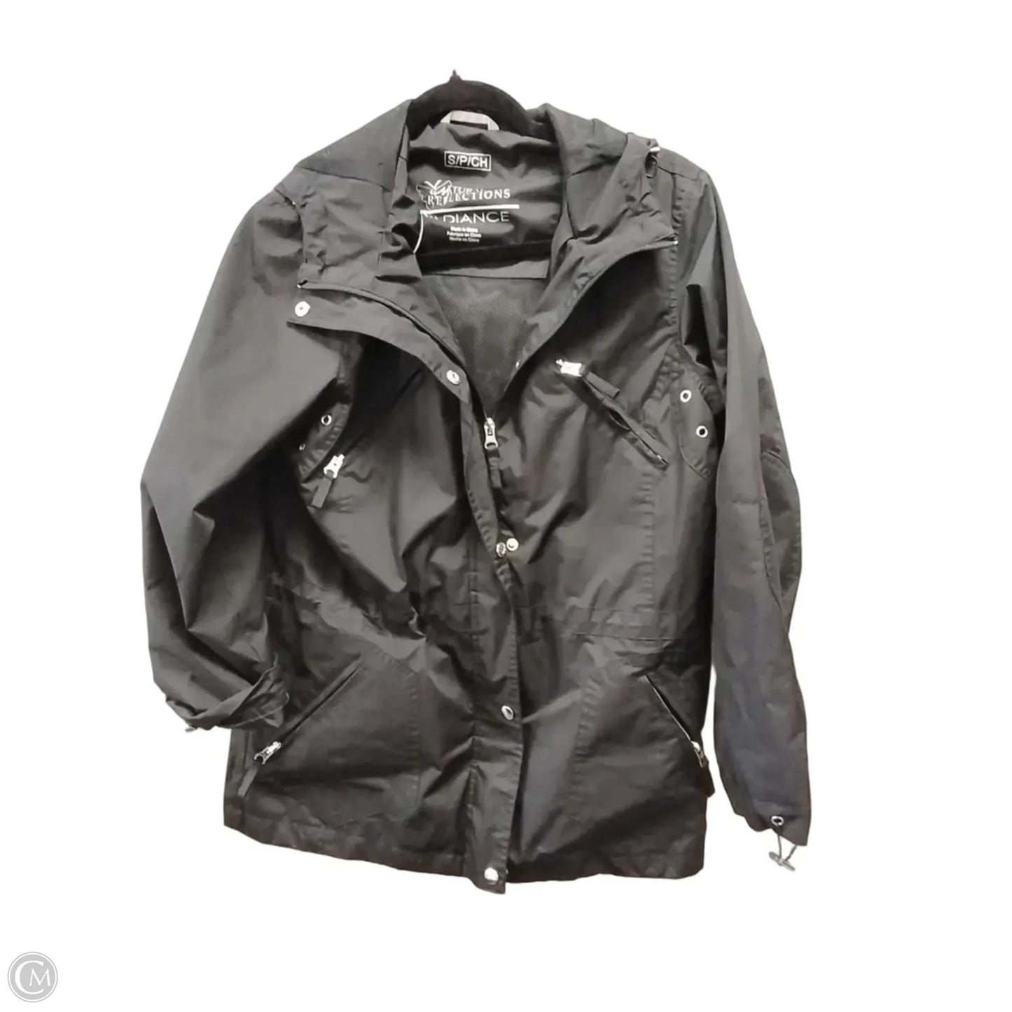Coat Raincoat By Natural Reflections In Black, Size: S