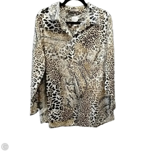 Top Long Sleeve By Chicos In Brown, Size: Xl