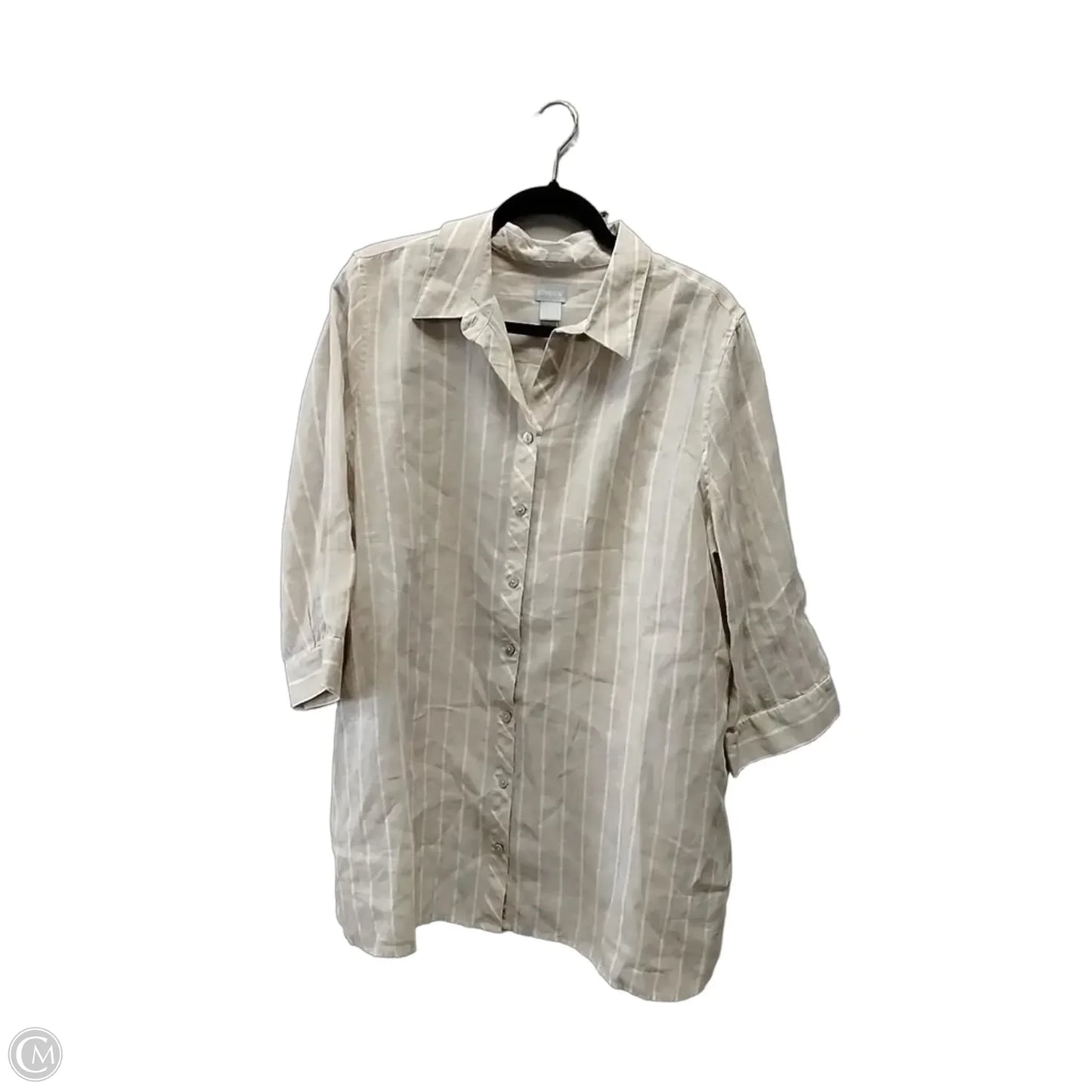 Top Long Sleeve By Chicos In Striped Pattern, Size: Xl