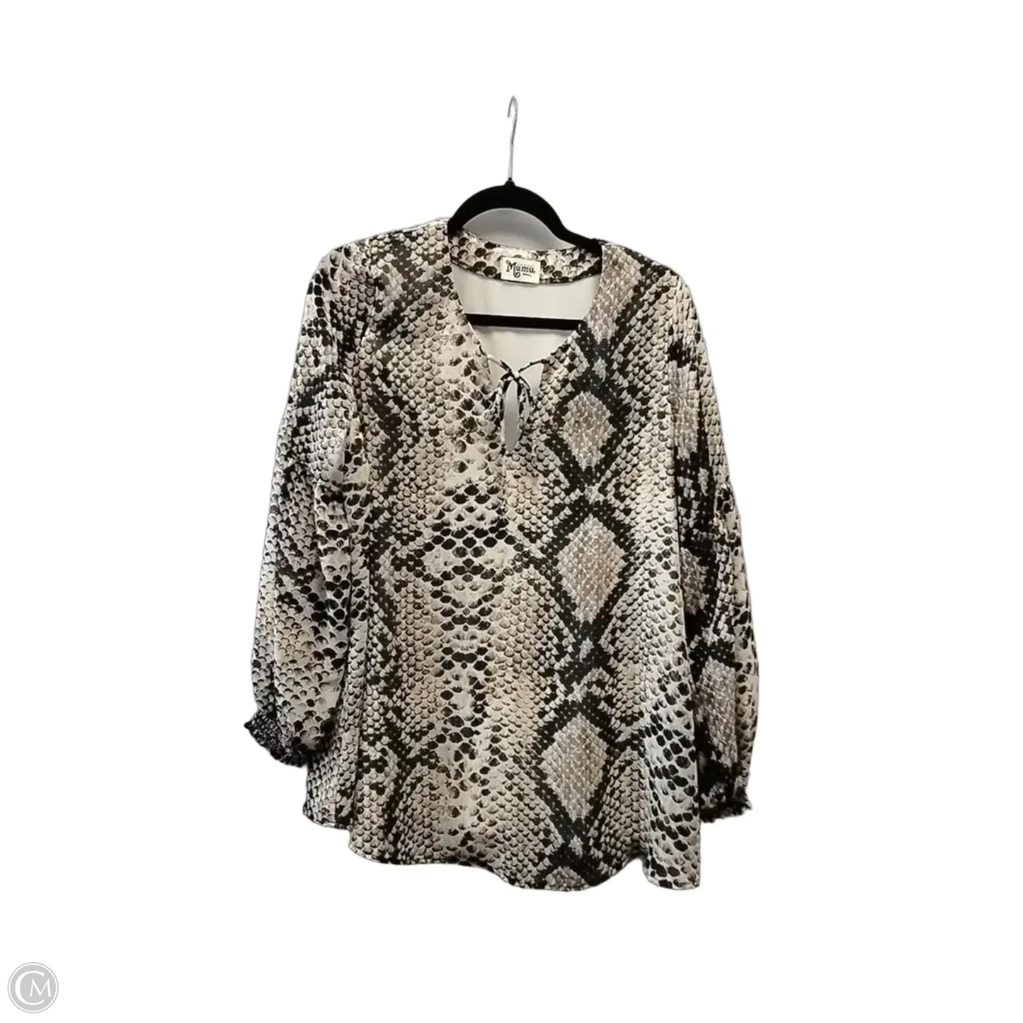 Blouse Long Sleeve By Mumu In Snakeskin Print, Size: S