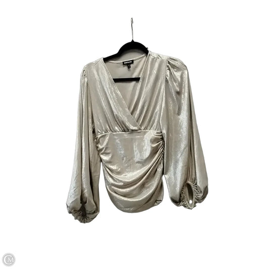 Blouse Long Sleeve By Express In Silver, Size: S