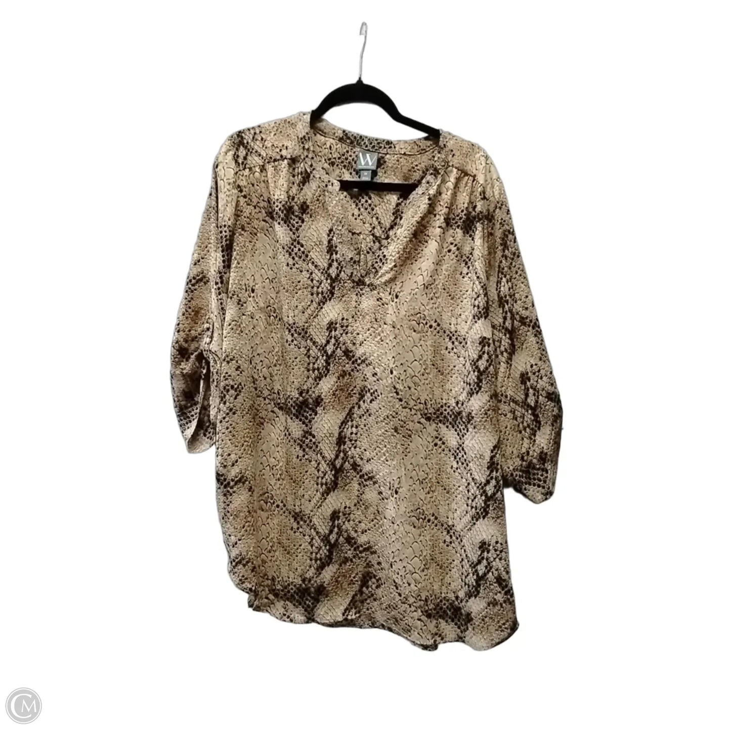 Blouse Long Sleeve By Worthington In Brown, Size: 2x