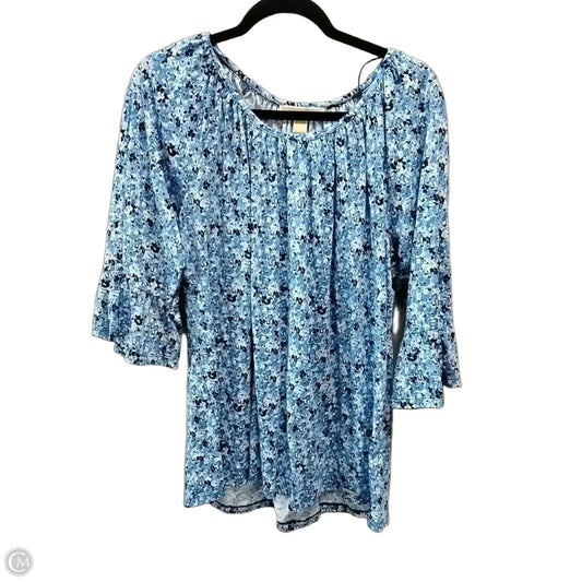 Top Long Sleeve By Michael By Michael Kors In Floral Print, Size: 1x