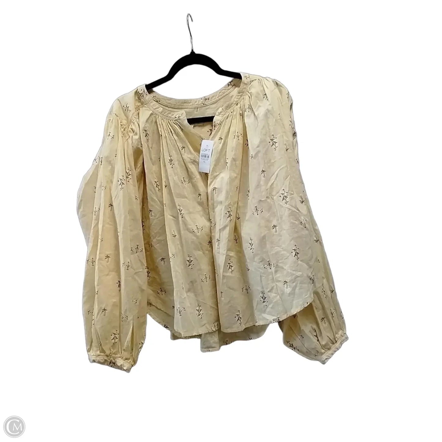 Blouse Short Sleeve By Loft In Yellow, Size: Xl