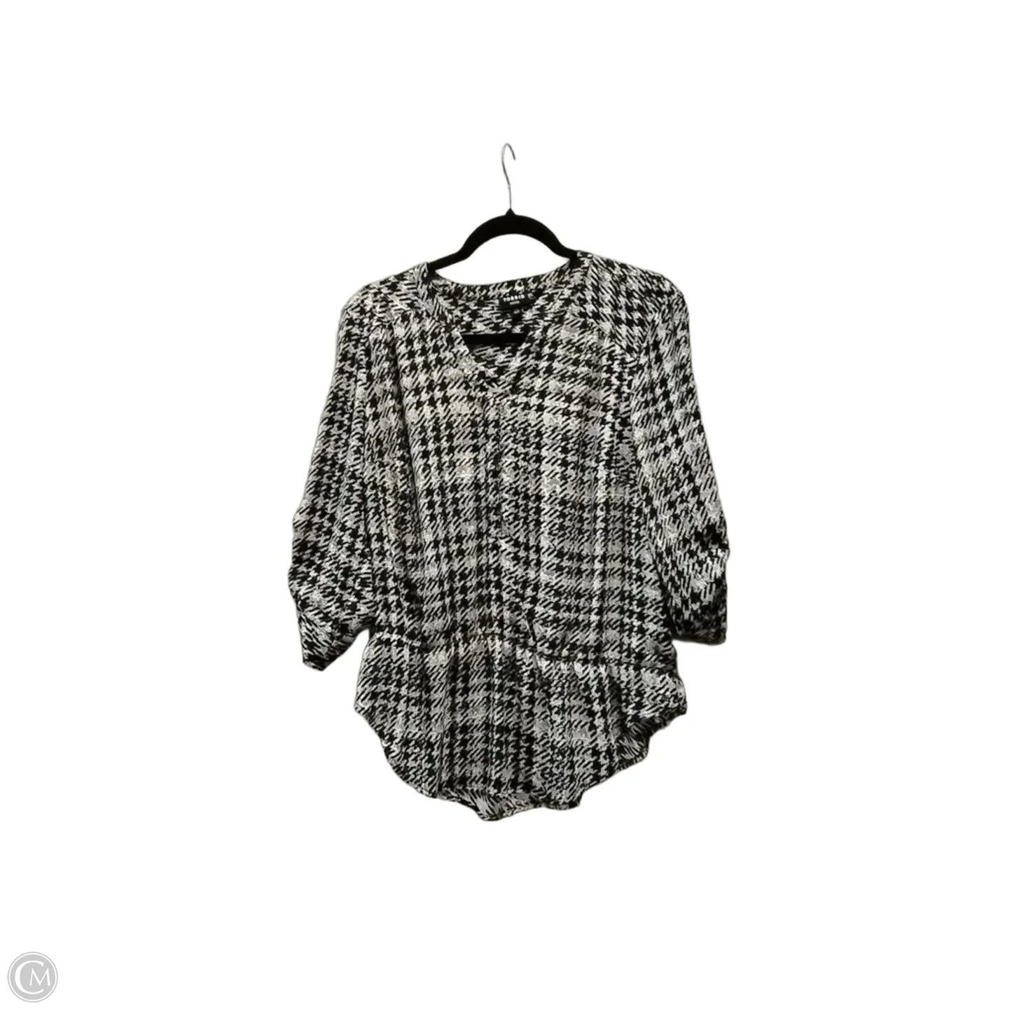 Blouse Long Sleeve By Torrid In Black & White, Size: L