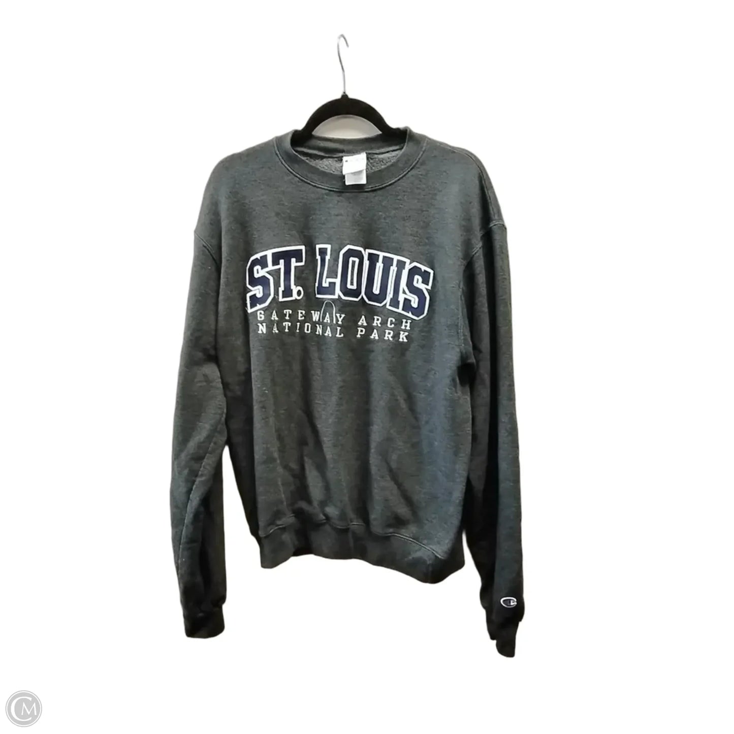 Athletic Sweatshirt Collar By Champion In Grey, Size: M